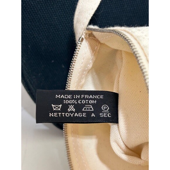 HERMES Cannes MM Tote Bag Hand Bag Canvas Black x Beige w/ Pouch Authentic - Picture 12 of 16